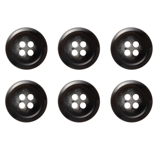 Pack of 6 Black 15mm Flat Variegated Buttons